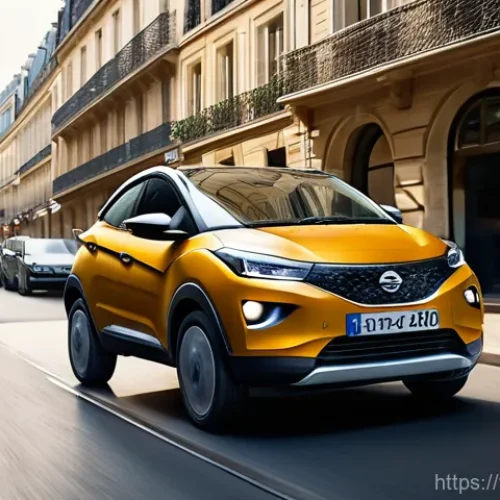 타타 넥슨의 연비 테스트 - **Urban Agility: Tata Nexon in French City Traffic**
    A vibrant, dynamic image of a compact SUV, ...