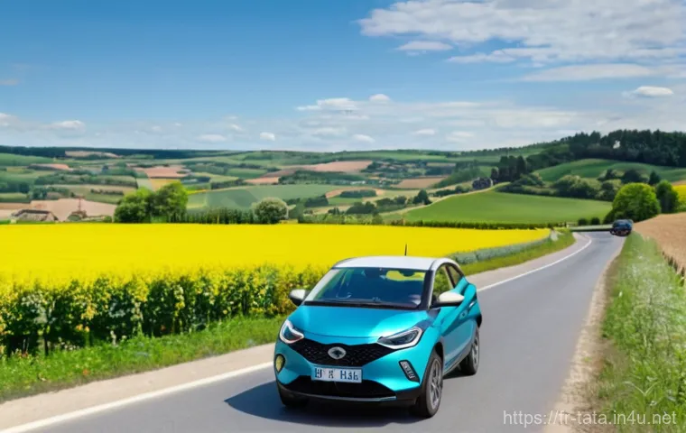 타타 넥슨의 연비 테스트 - **Urban Agility: Tata Nexon in French City Traffic**
    A vibrant, dynamic image of a compact SUV, ...