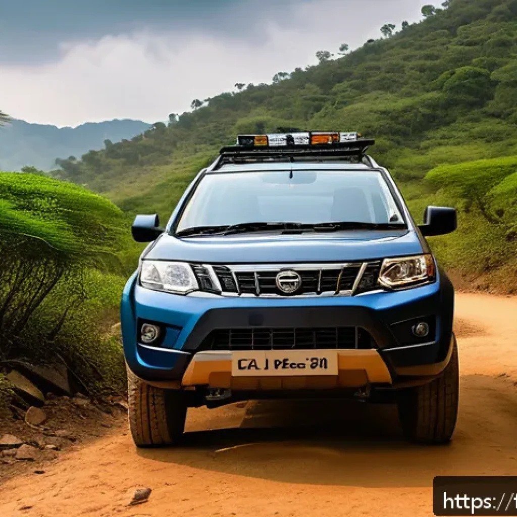 타타 사파리와 랜드로버 디스커버리 비교 - A bold and rugged Tata Safari SUV parked on a rocky forest trail during golden hour, showcasing its ...